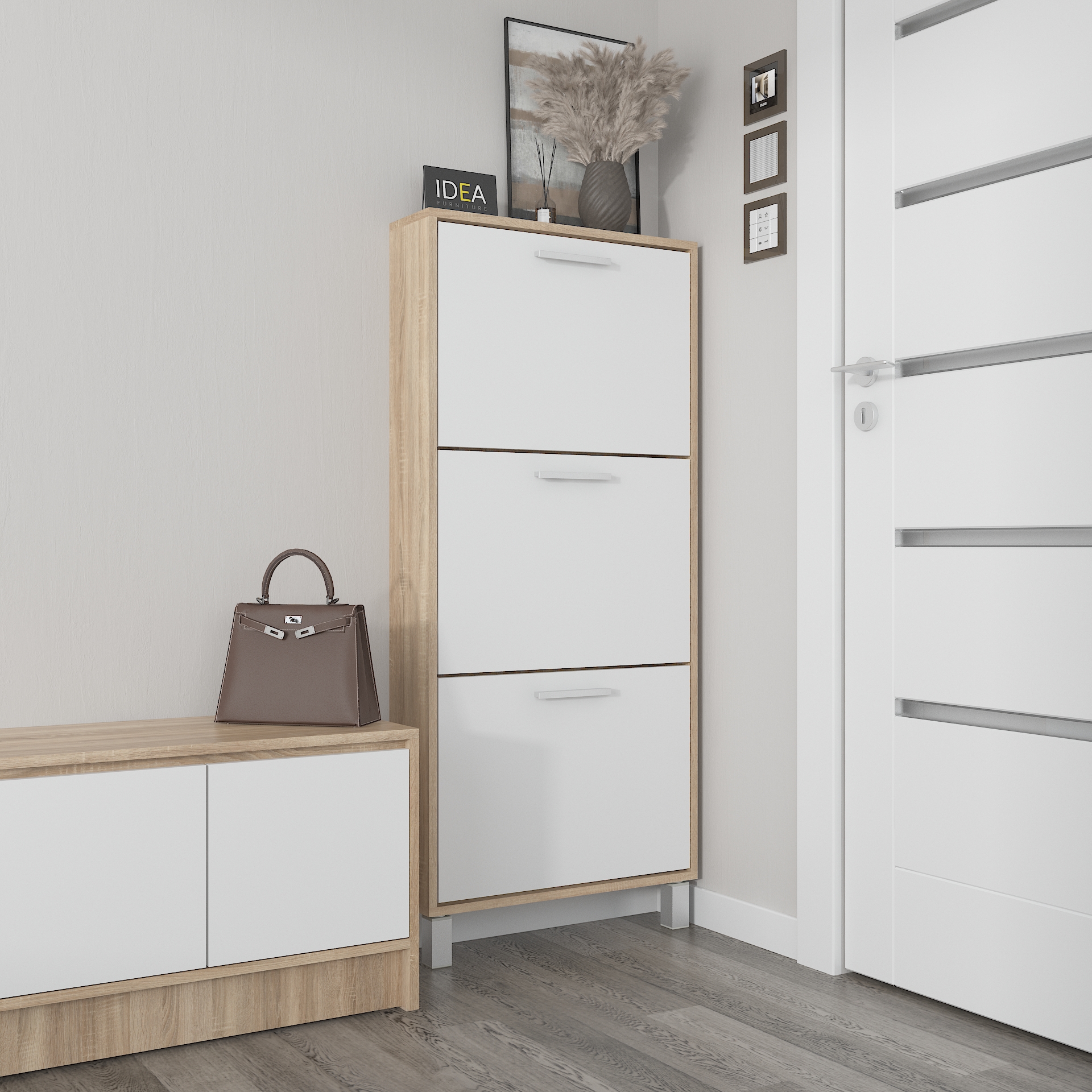 Взуттєва тумба А-160 дуб сонома - білий