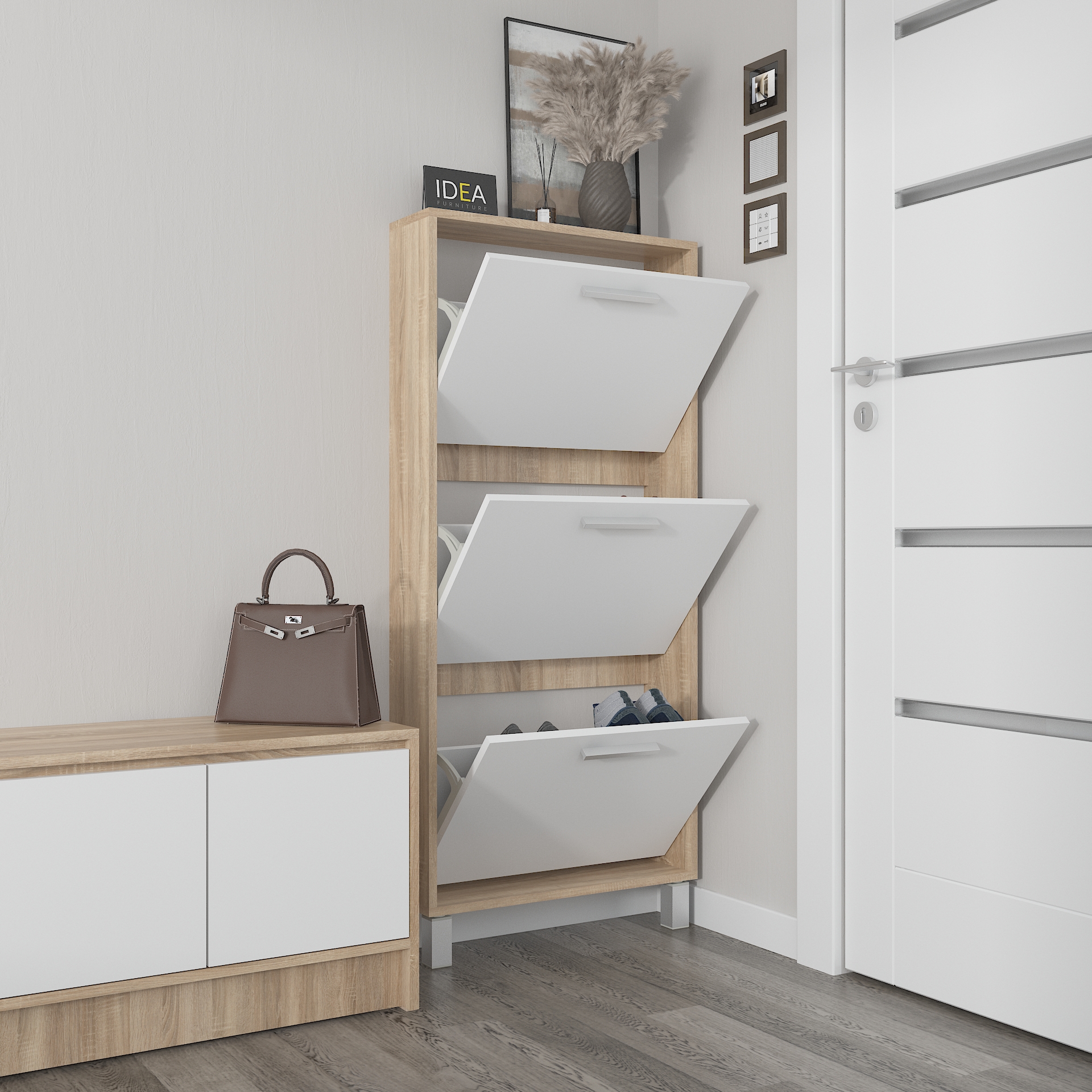 Взуттєва тумба А-160 дуб сонома - білий