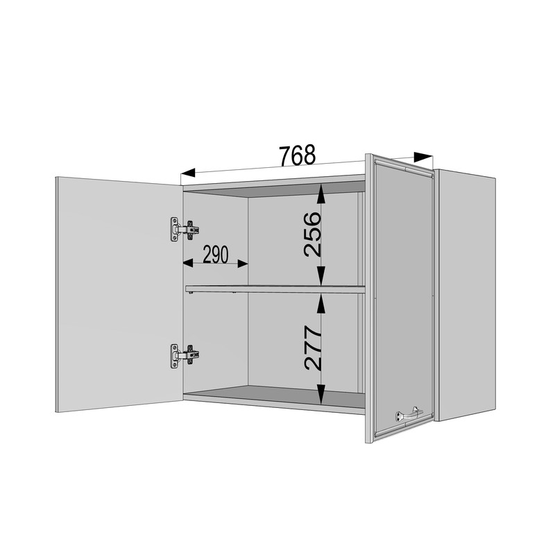 Шафа навісна 800мм К-62 чорний-білий