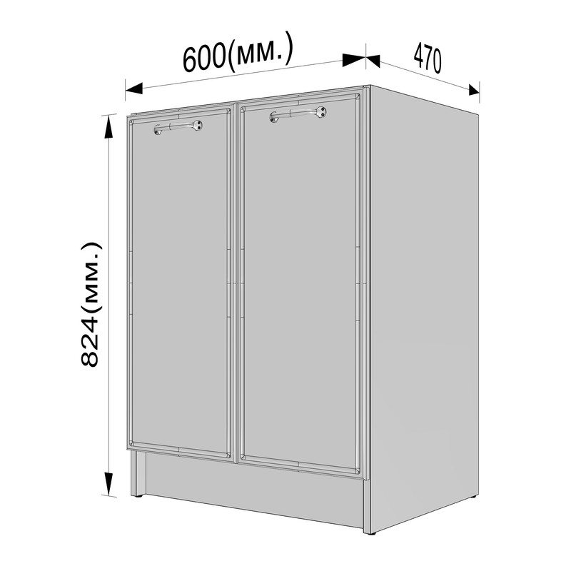 Тумба низ 600мм К-63 (без стільниці) чорний - камуфляж