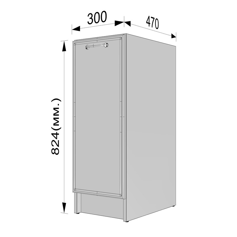 Тумба низ 300мм К-57 (без стільниці) білий - асфальт