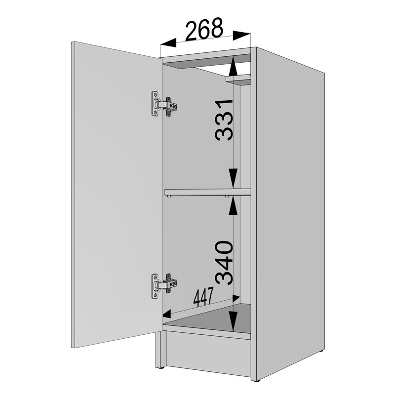 Тумба низ 300мм К-57 (без стільниці) білий - камуфляж