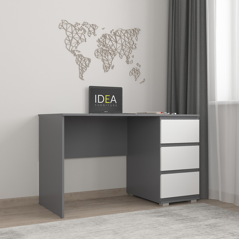 Стіл комп'ютерний на 3 ящики Б-5 Антрацит - Білий