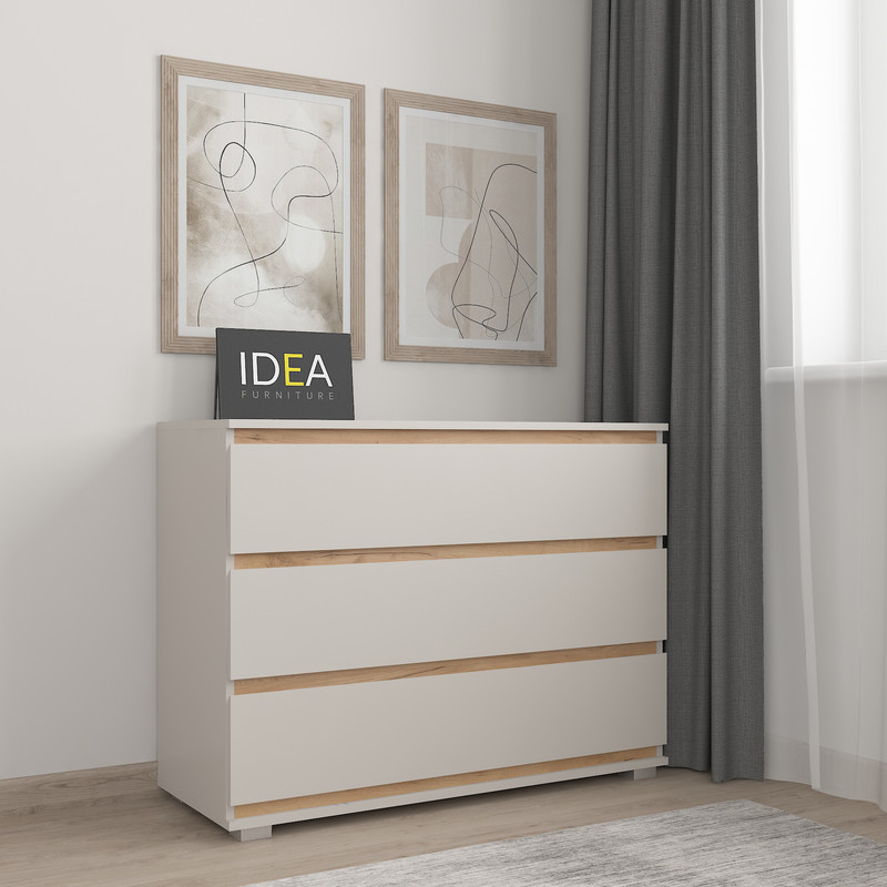 Комод на 3 шухляди без ручок Б-4.1 Кашемір - Дуб Крафт планки