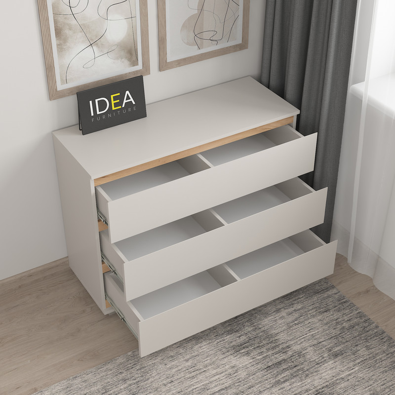 Комод на 3 шухляди без ручок Б-4.1 Кашемір - Дуб Крафт планки