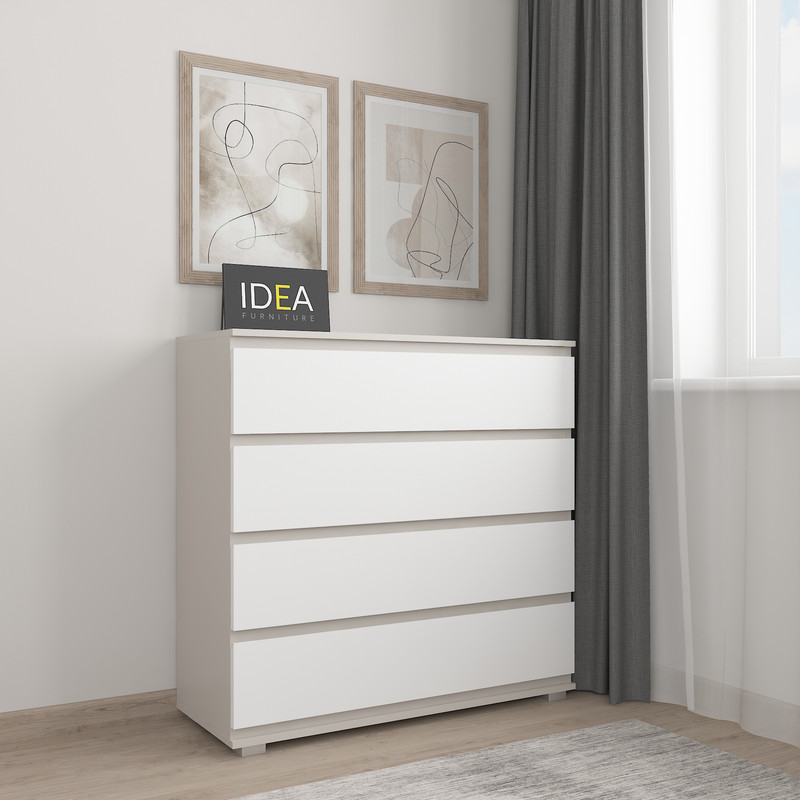 Комод на 4 шухляди без ручок Б-8.1 Кашемір - Білий