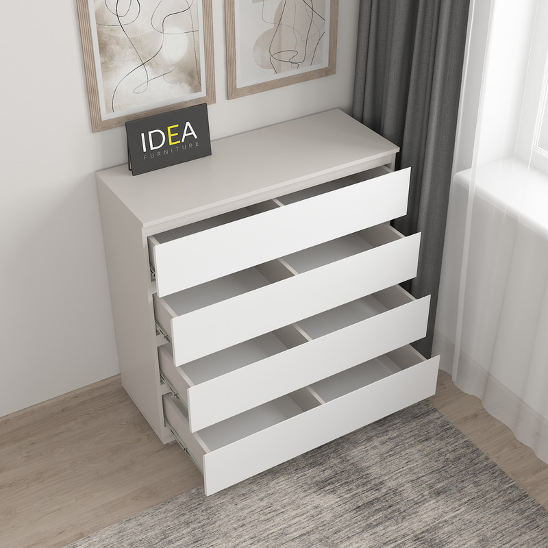 Комод на 4 шухляди без ручок Б-8.1 Кашемір - Білий