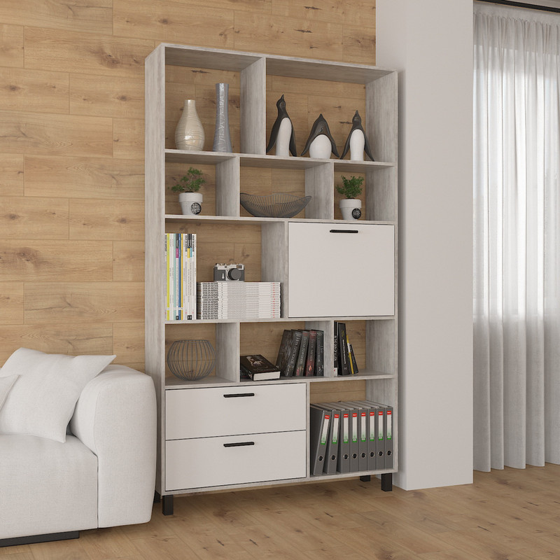 Стелаж А-176 бетон-білий