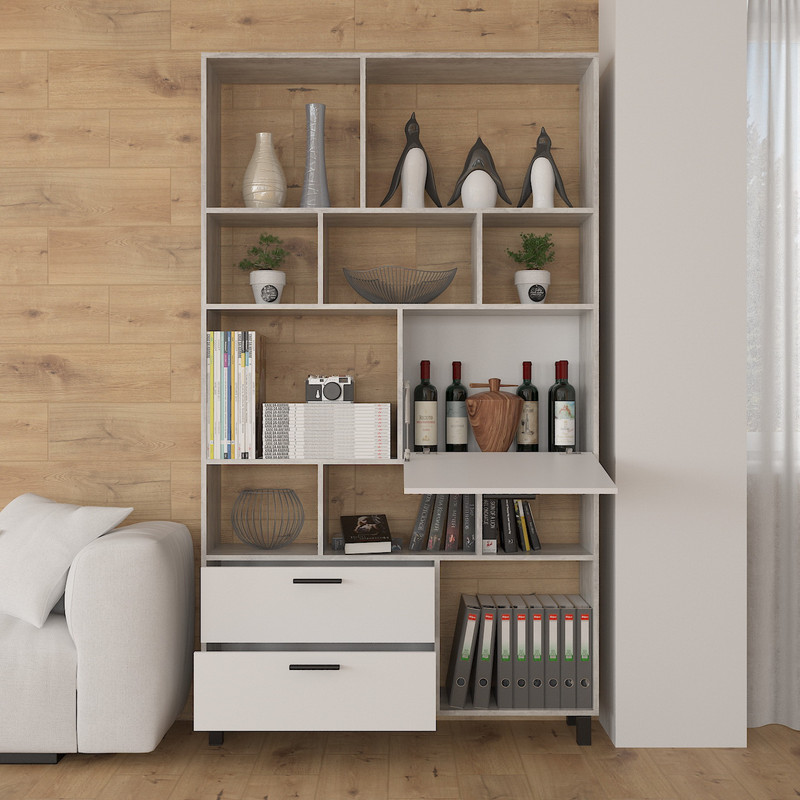 Стелаж А-176 бетон-білий