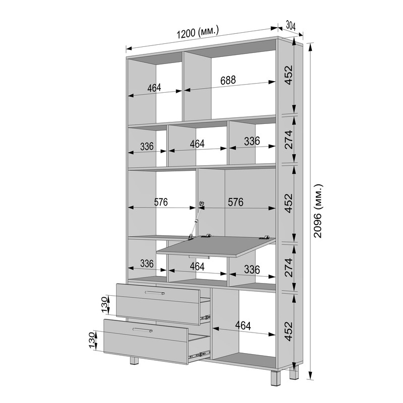Стелаж А-176 дуб сонома