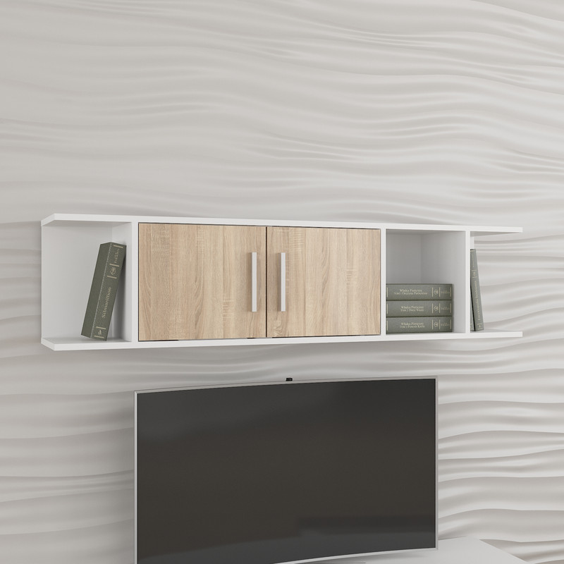 Полиця навісна А-194 білий - дуб сонома