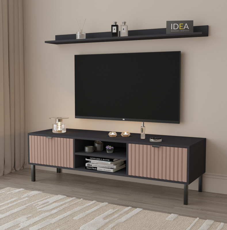 Тумба під ТВ П-5 Антрацит - Туманний Беж