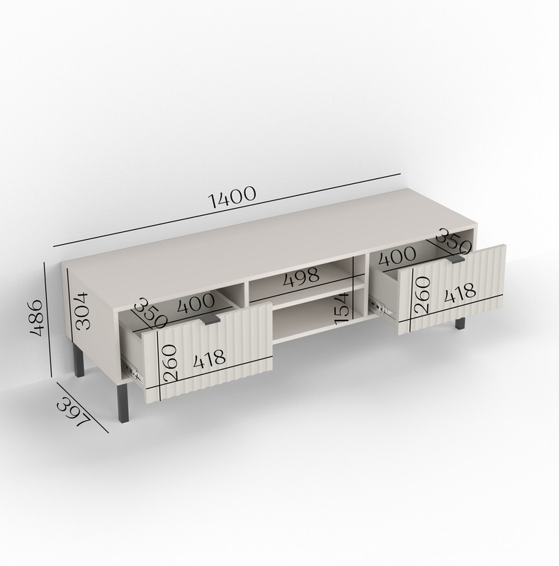 Тумба під ТВ П-5 Антрацит - Туманний Беж