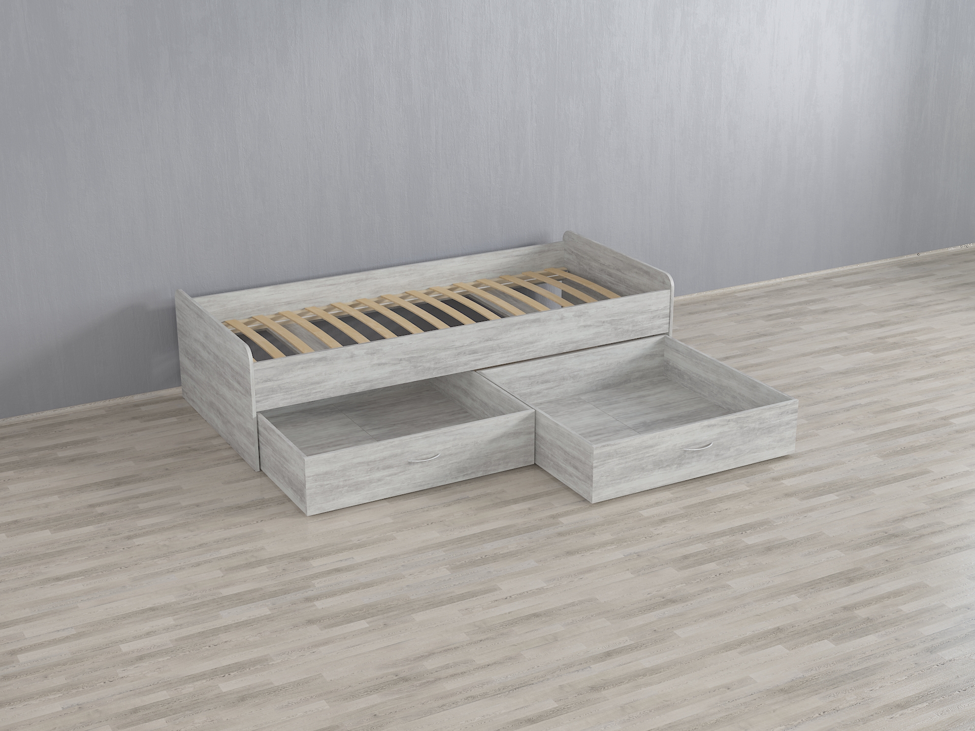 Ліжко з двома шухлядами А-108 бетон