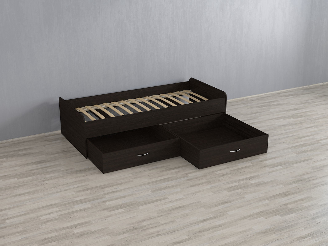 Ліжко з двома шухлядами А-108 венге темний