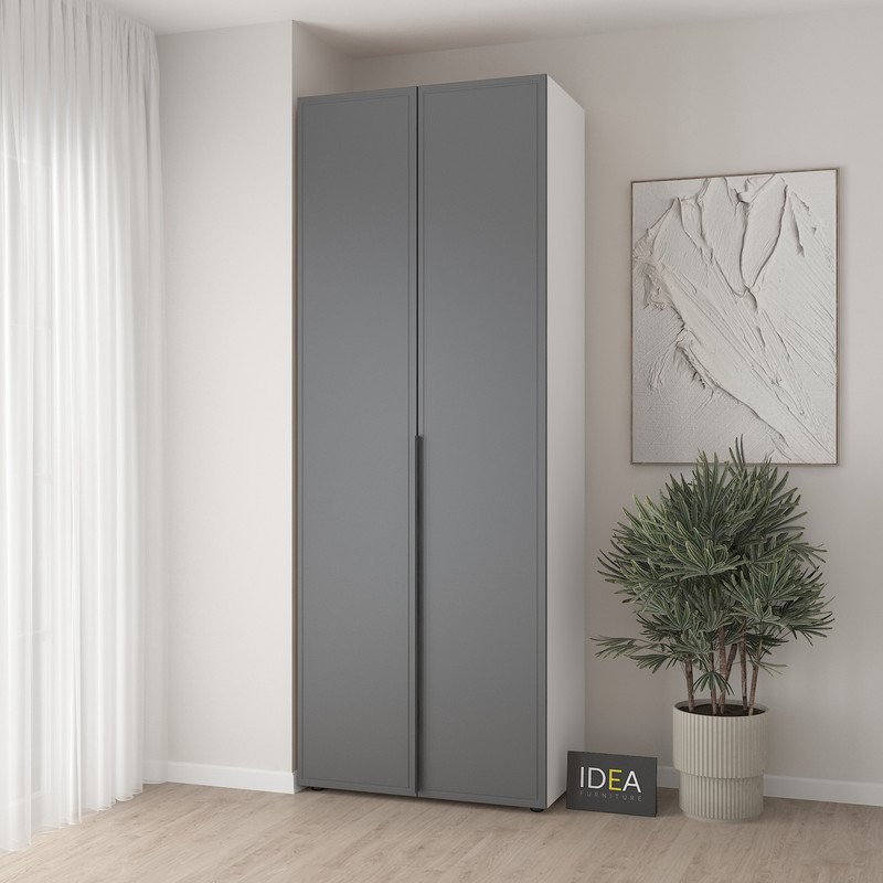 Шафа для одягу з двома штангами С-7.1 Білий - Асфальт