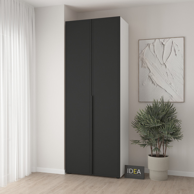 Шафа для одягу з двома штангами С-7.1 Білий-Чорний