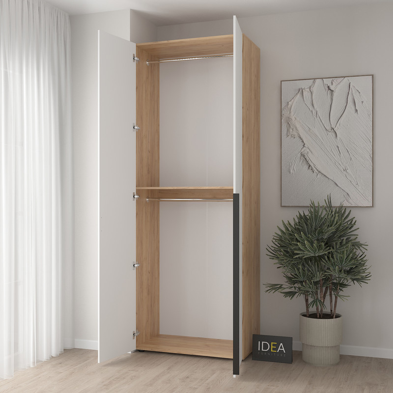 Шафа для одягу з двома штангами С-7.1 Дуб Крафт-Білий