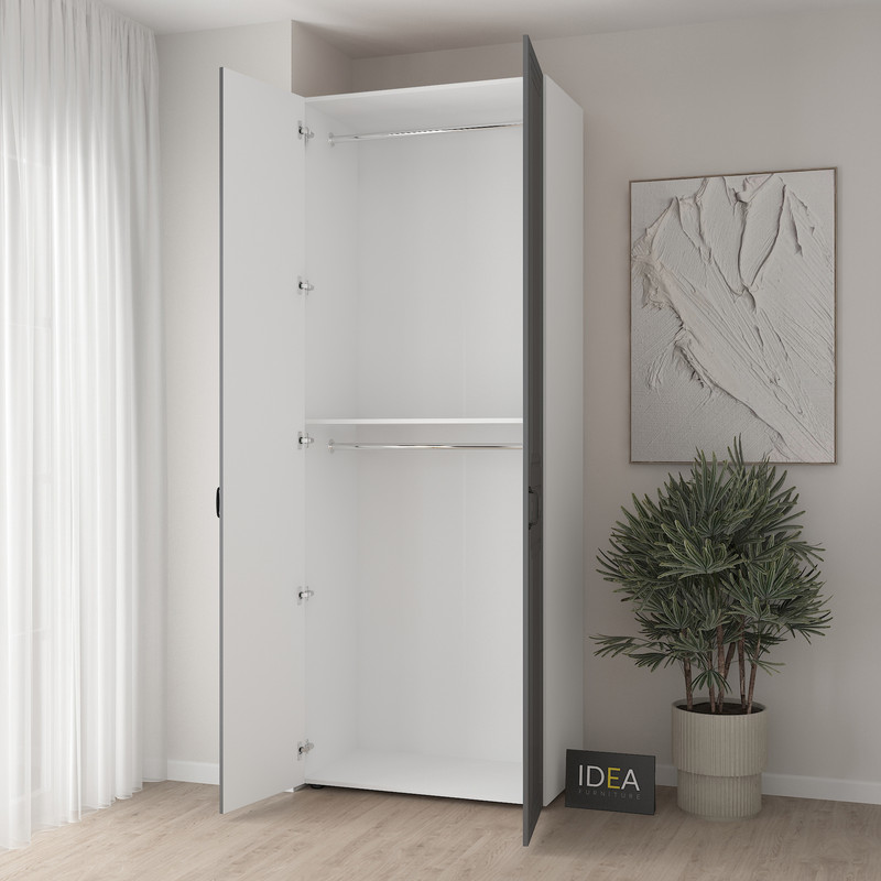 Шафа для одягу з двома штангами С-7.2 Білий - Асфальт