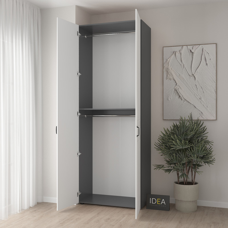 Шафа для одягу з двома штангами С-7.2 Антрацит - Білий