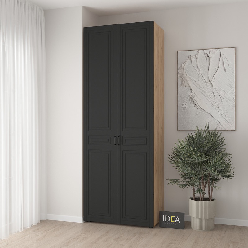 Шафа для одягу з двома штангами С-7.2 Дуб Крафт-Чорний