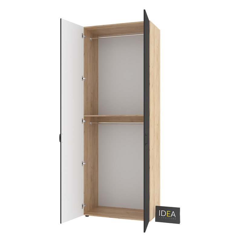 Шафа для одягу з двома штангами С-7.2 Дуб Крафт-Чорний