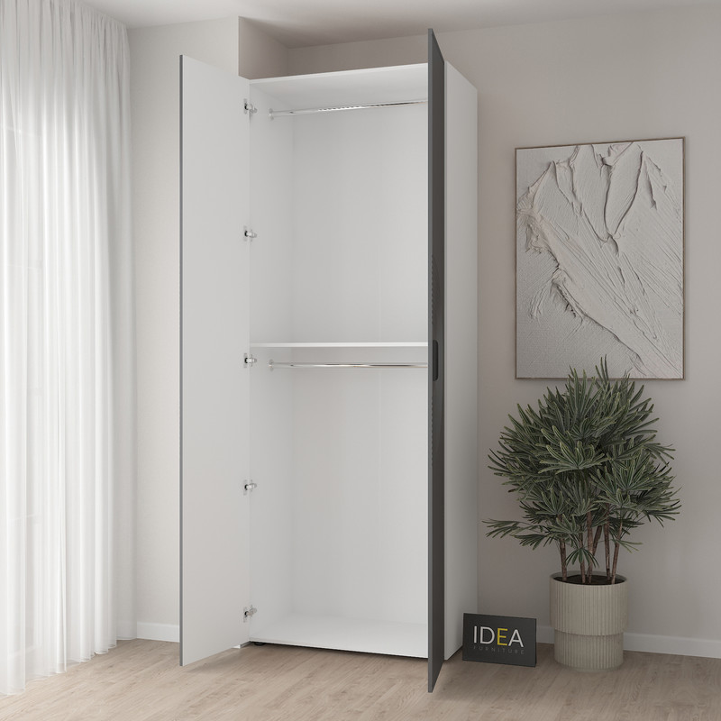 Шафа для одягу з двома штангами С-7.3 Білий - Асфальт