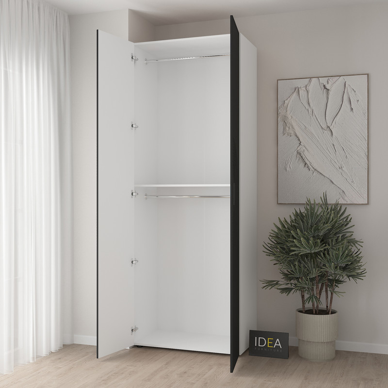 Шафа для одягу з двома штангами С-7.3 Білий-Чорний