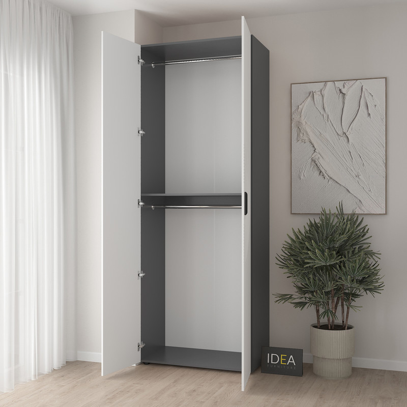 Шафа для одягу з двома штангами С-7.3 Антрацит - Білий