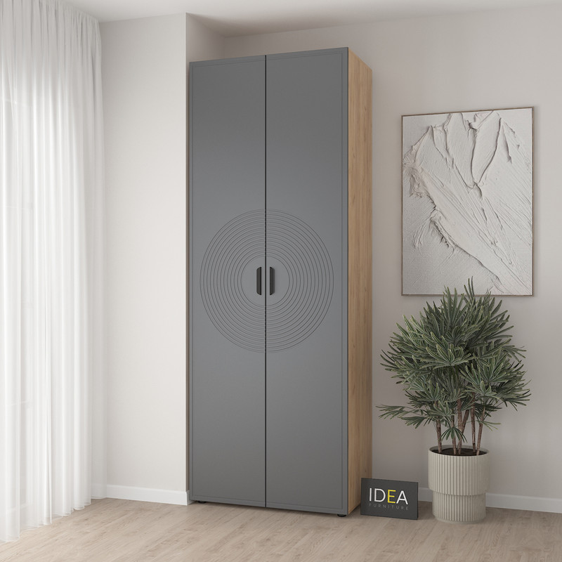 Шафа для одягу з двома штангами С-7.3 Дуб Крафт - Асфальт