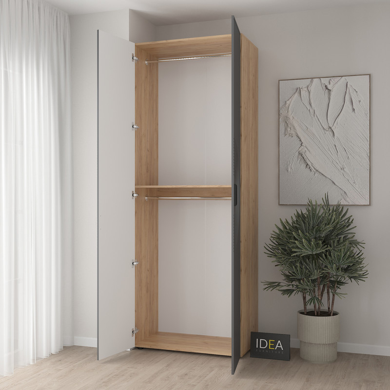 Шафа для одягу з двома штангами С-7.3 Дуб Крафт - Асфальт