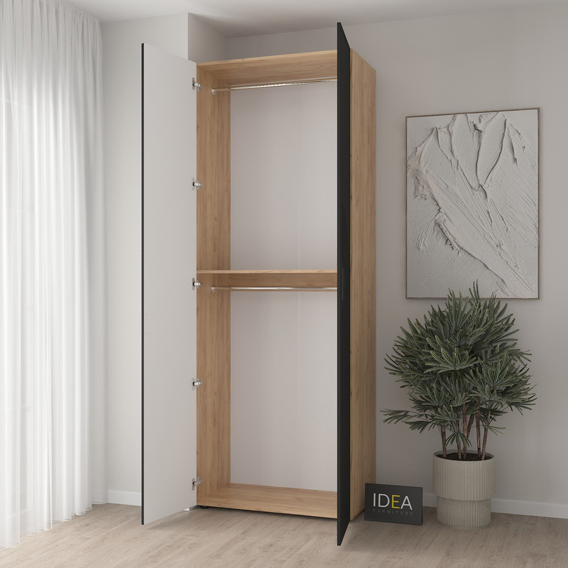 Шафа для одягу з двома штангами С-7.3 Дуб Крафт-Чорний