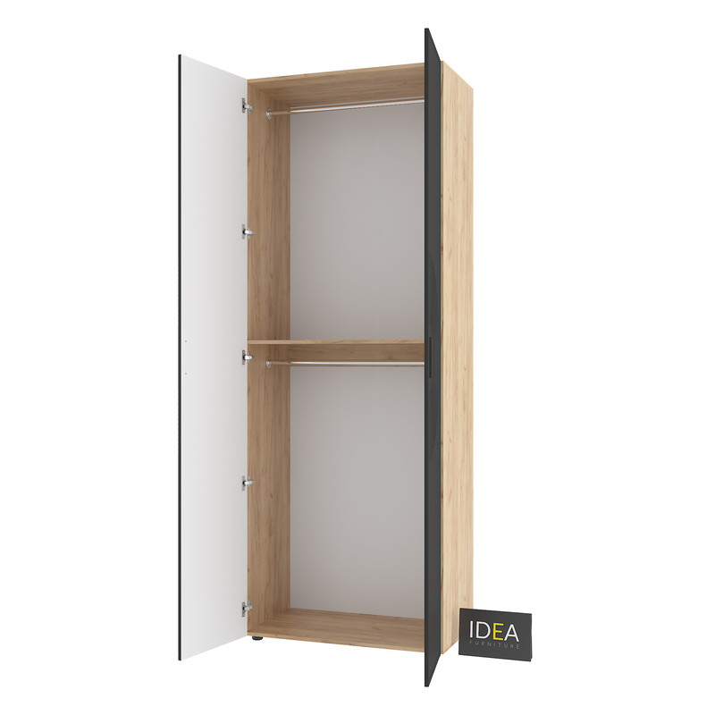 Шафа для одягу з двома штангами С-7.3 Дуб Крафт-Чорний