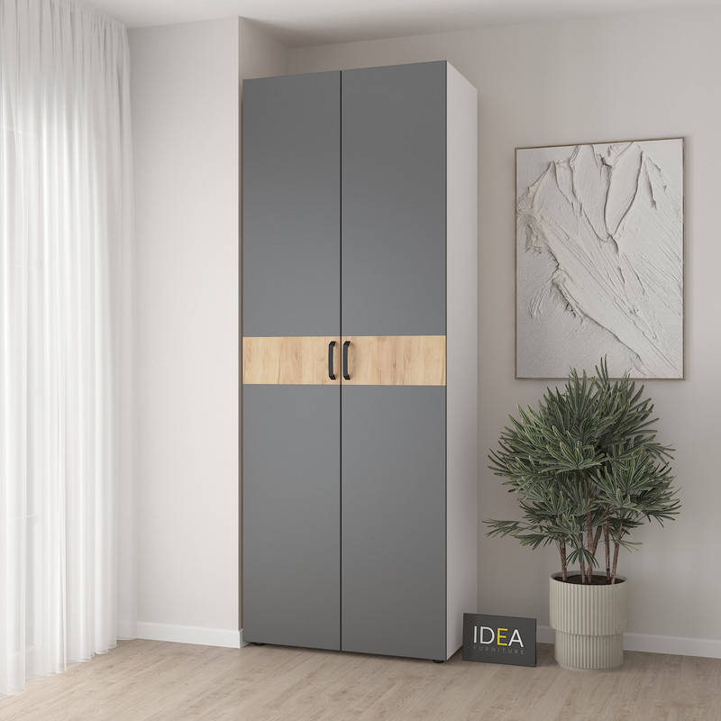 Шафа для одягу з двома штангами С-7.4 Білий - Асфальт