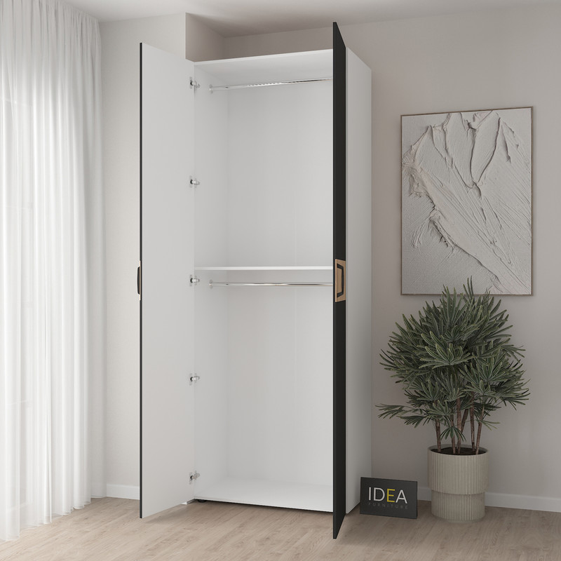 Шафа для одягу з двома штангами С-7.4 Білий-Чорний