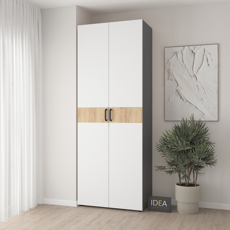 Шафа для одягу з двома штангами С-7.4 Антрацит - Білий