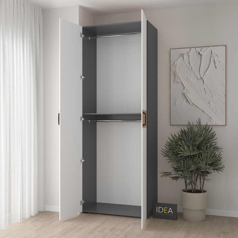 Шафа для одягу з двома штангами С-7.4 Антрацит - Білий