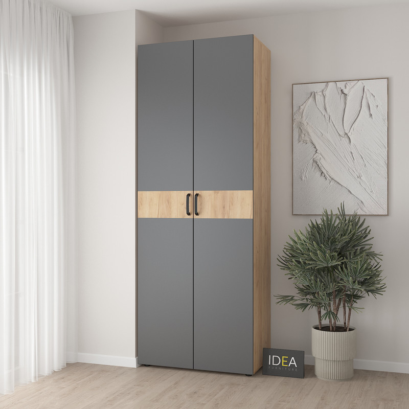 Шафа для одягу з двома штангами С-7.4 Дуб Крафт - Асфальт