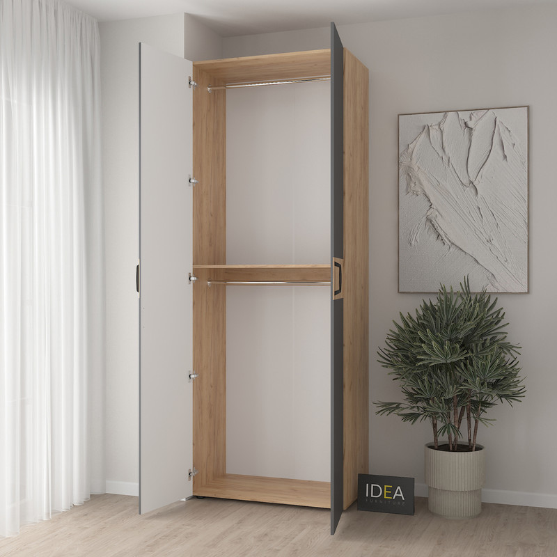 Шафа для одягу з двома штангами С-7.4 Дуб Крафт - Асфальт