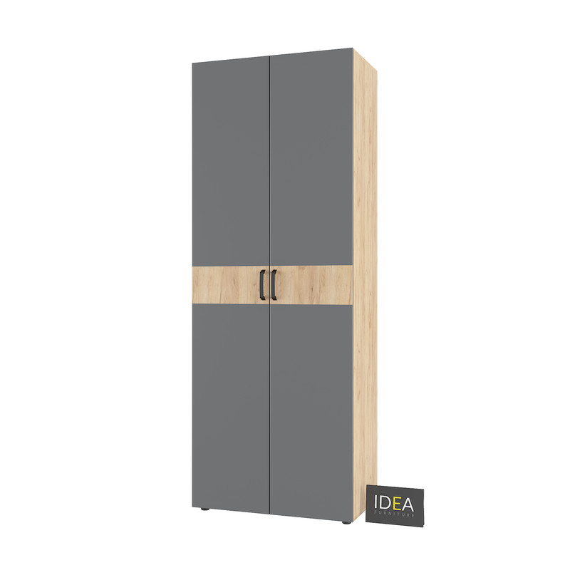Шафа для одягу з двома штангами С-7.4 Дуб Крафт - Асфальт