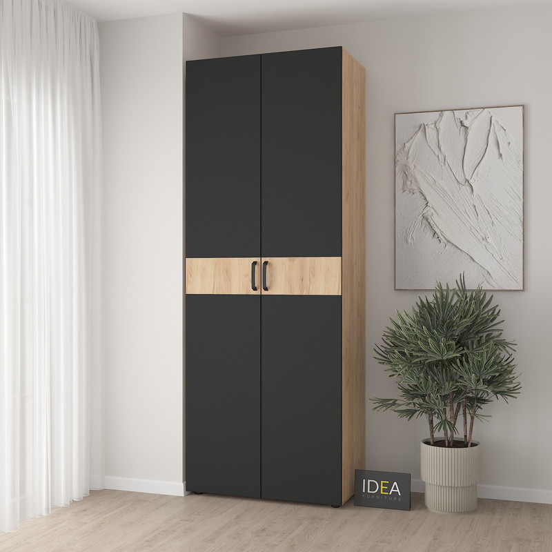 Шафа для одягу з двома штангами С-7.4 Дуб Крафт-Чорний