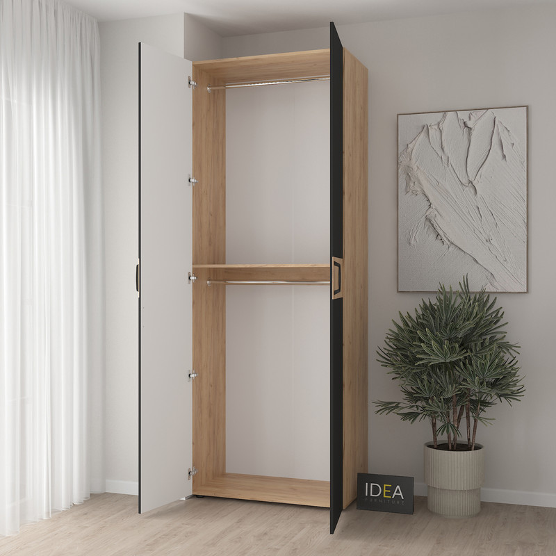 Шафа для одягу з двома штангами С-7.4 Дуб Крафт-Чорний