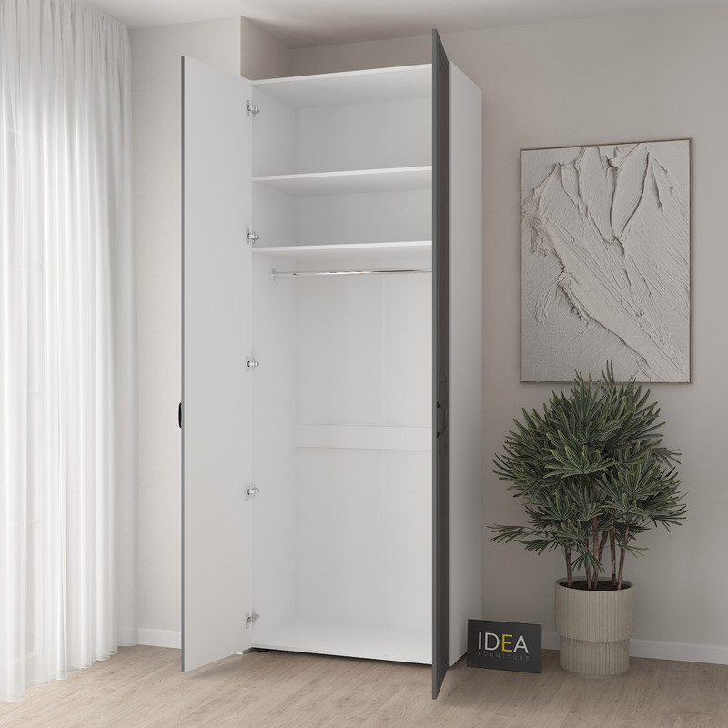 Шафа для одягу з однією штангою С-8.2 Білий - Асфальт