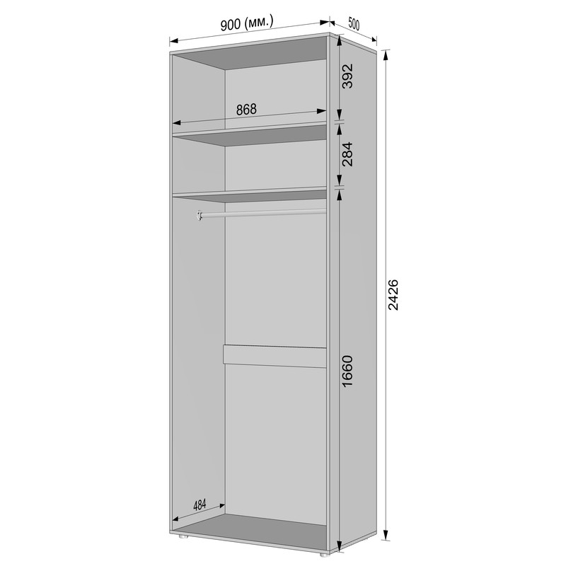 Шафа для одягу з однією штангою С-8.2 Білий - Асфальт