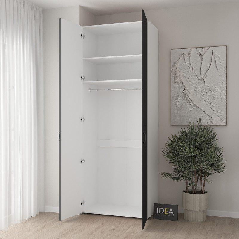 Шафа для одягу з однією штангою С-8.2 Білий-Чорний