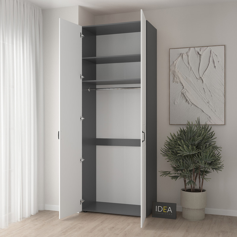 Шафа для одягу з однією штангою С-8.2 Антрацит - Білий