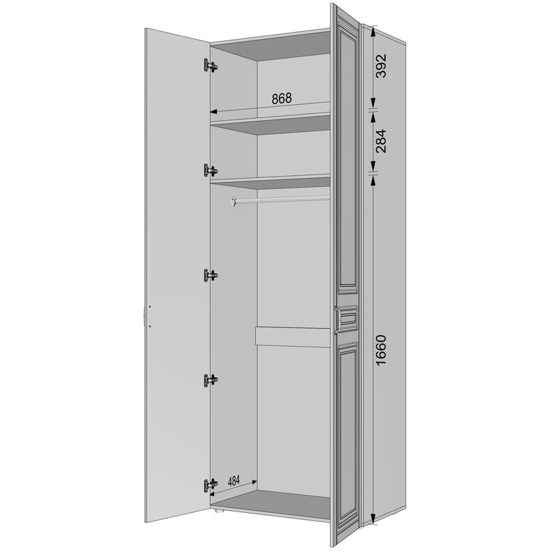 Шафа для одягу з однією штангою С-8.2 Дуб Крафт - Асфальт