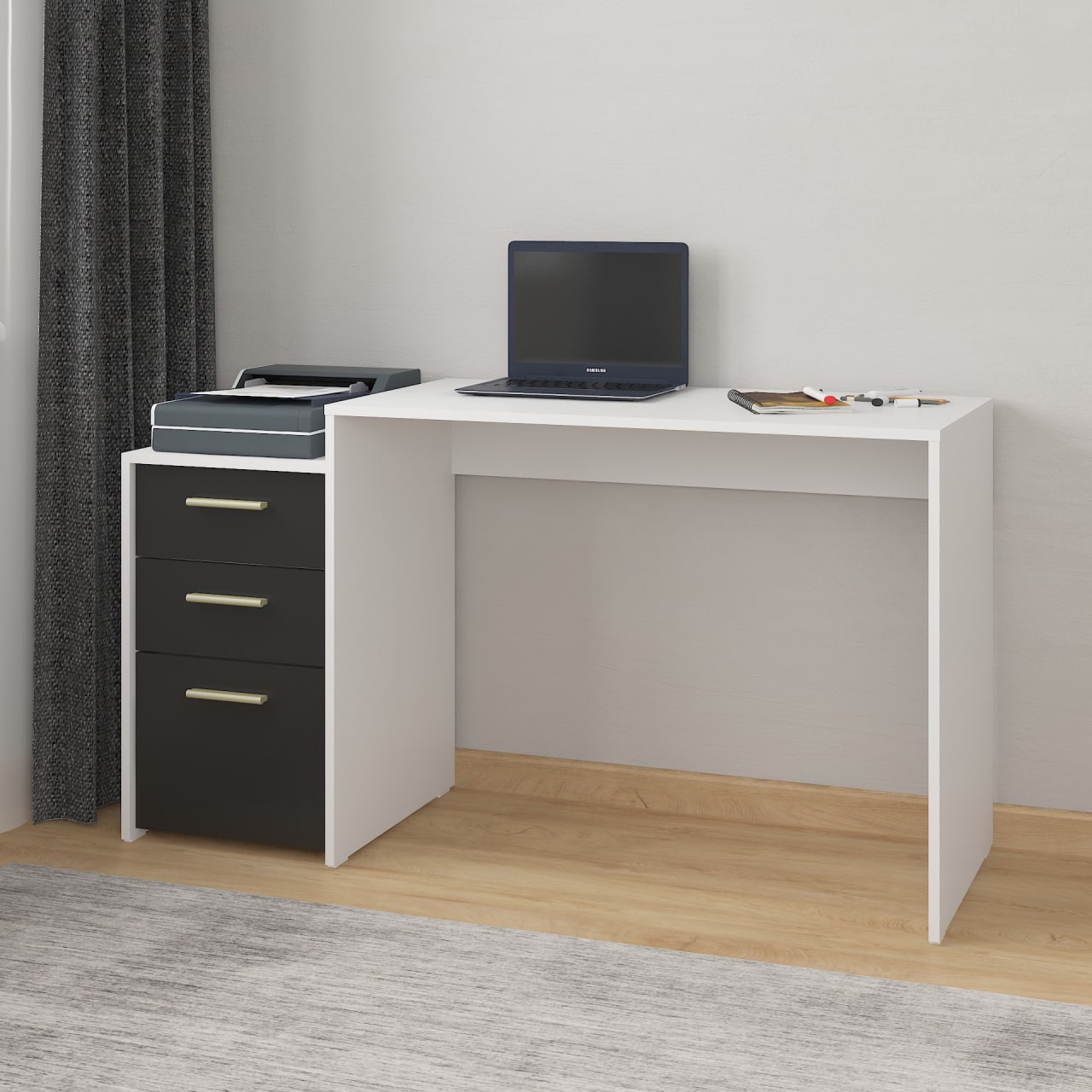 Комп'ютерний стіл А-187 чорний-білий