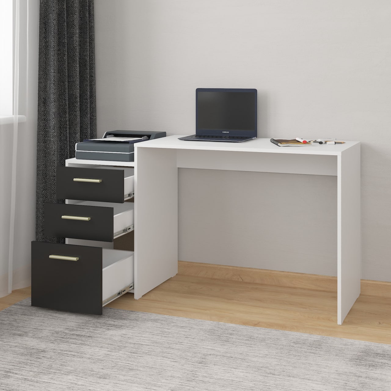 Комп'ютерний стіл А-187 чорний-білий