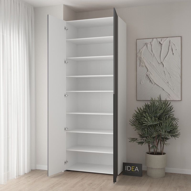 Шафа для одягу з полицями С-9.1 Білий - Асфальт